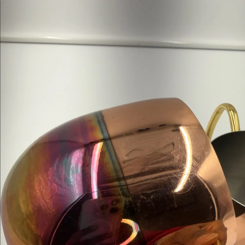 Anthropologie Rainbow Copper Mugs with Gold Handles‎